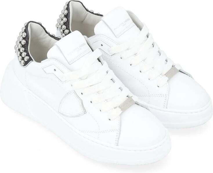 Philippe Model Witte Leren Studded Sneaker White Dames