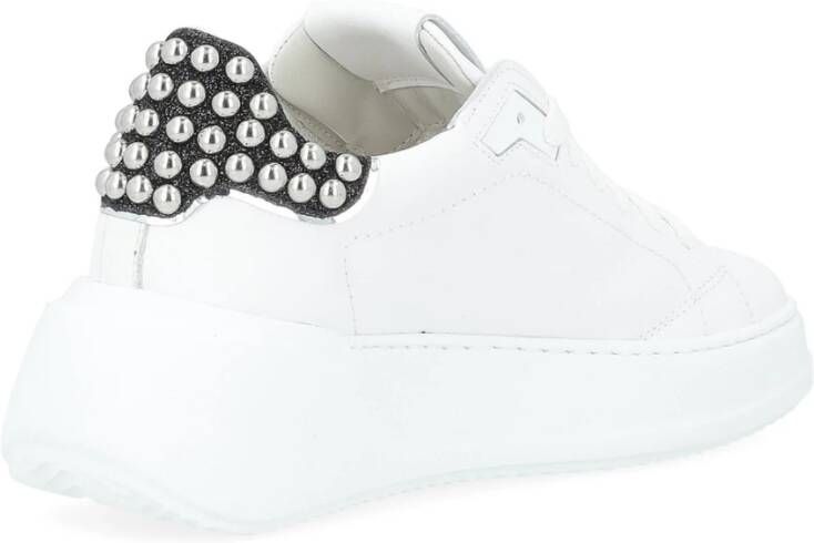 Philippe Model Witte Leren Studded Sneaker White Dames