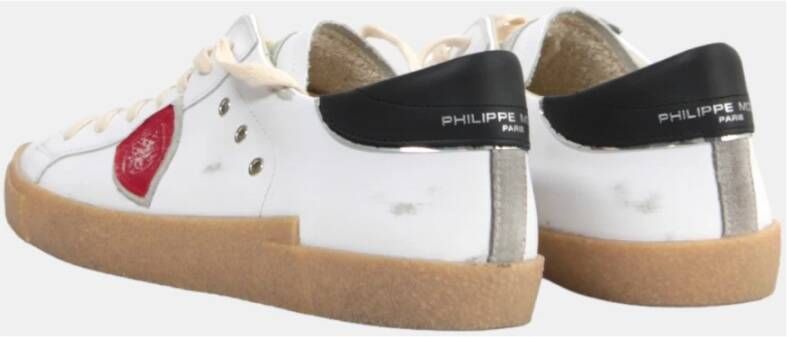 Philippe Model Witte Sneakers Leder Katoen Rubber Zool Multicolor Heren