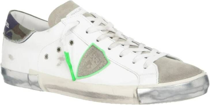 Philippe Model Witte Sneakers met Fluorescerende Piping Multicolor Heren