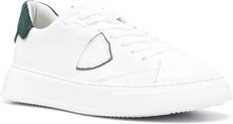 Philippe Model Witte Sneakers met Groene Velvet Detail White Heren