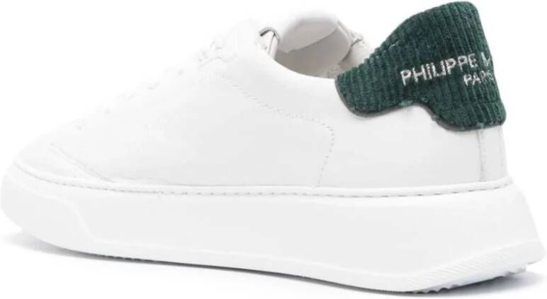 Philippe Model Witte Sneakers met Groene Velvet Detail White Heren