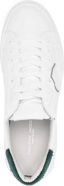 Philippe Model Witte Sneakers met Groene Velvet Detail White Heren