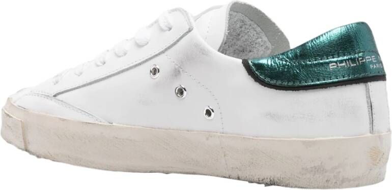 Philippe Model Witte Sneakers met Petroleumkleurige Topper White Dames