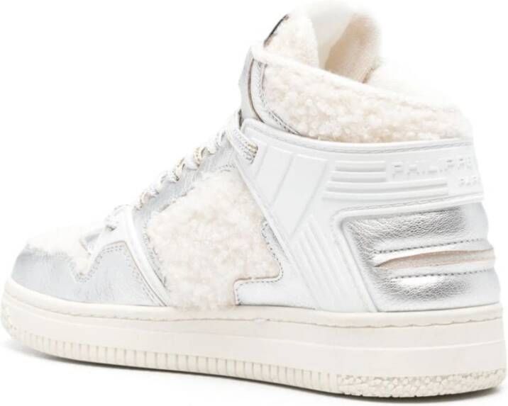 Philippe Model Witte Sneakers Metallic Finish Kleurblok Ontwerp White Dames