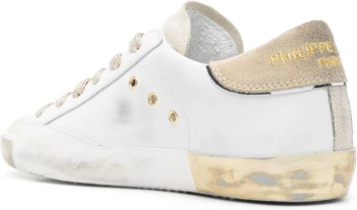 Philippe Model Witte Veterschoenen met Distressed Finish White Dames