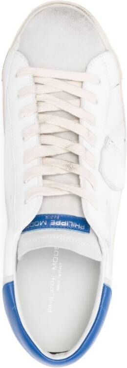 Philippe Model Witte Vetersneakers met Distressed Finish White Heren