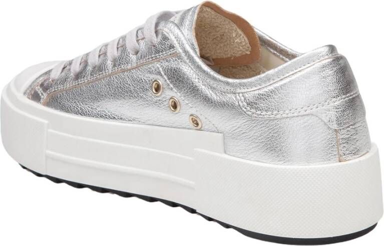 Philippe Model Zilveren Lage Sneakers met Gouden Oogjes Gray Dames