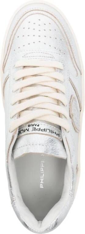 Philippe Model Zilveren Sneakers met Geperforeerde Details Gray Dames