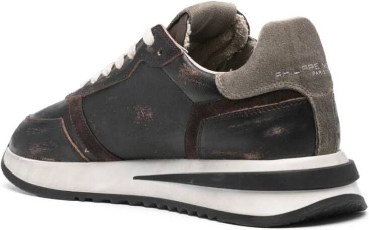 Philippe Model Zwart Bruin Kalf Sneaker Multicolor Heren