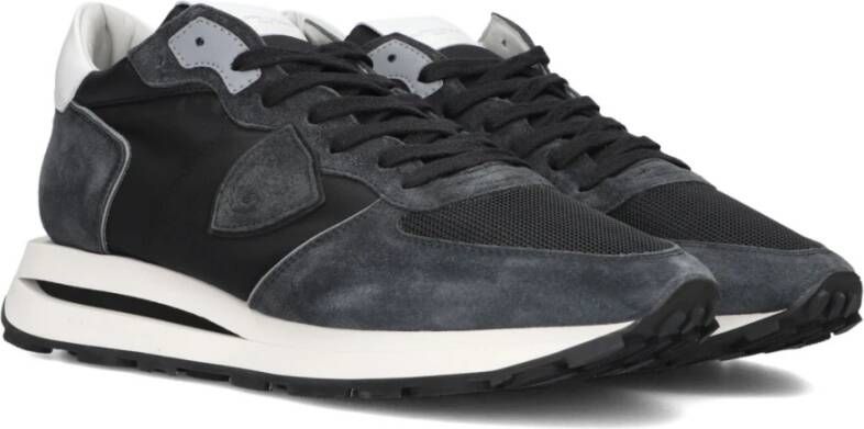 Philippe Model Zwarte Blauwe Lage Top Sneakers Black Heren