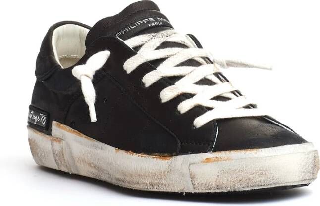 Philippe Model Zwarte leren Paris sneakers Black Dames