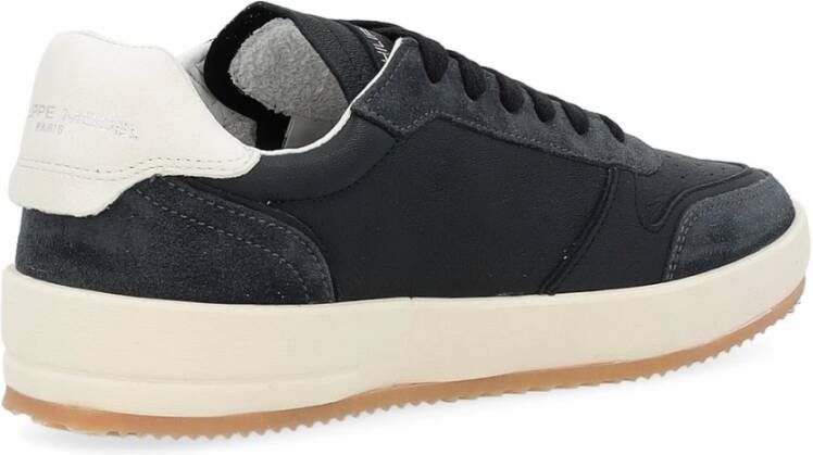 Philippe Model Zwarte Leren Sneaker Nice Suède Details Black Heren