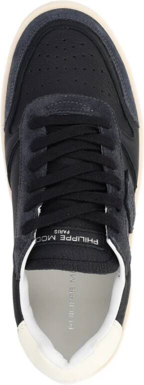 Philippe Model Zwarte Leren Sneaker Nice Suède Details Black Heren