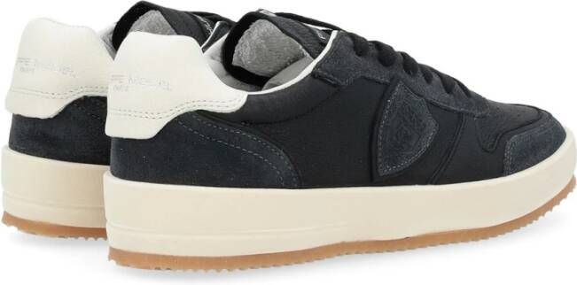 Philippe Model Zwarte Leren Sneaker Nice Suède Details Black Heren