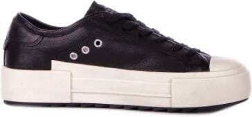 Philippe Model Zwarte Leren Sneakers Logo Zijkant Black Dames