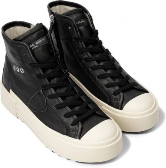 Philippe Model Zwarte leren sneakers met rubberen zool Black Dames