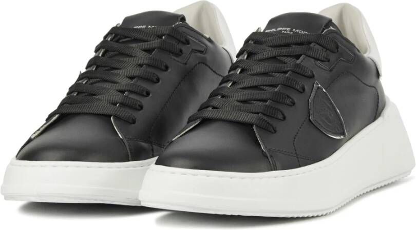 Philippe Model Zwarte Leren Sneakers Zwart Dames