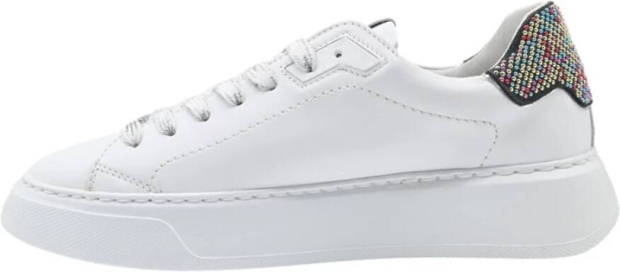 Philippe Model Zwarte Pailletten Lage Sneakers White Heren