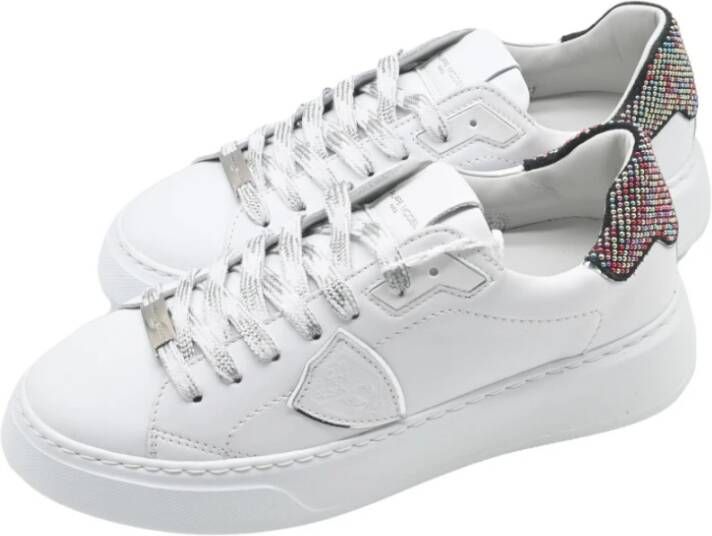 Philippe Model Zwarte Pailletten Lage Sneakers White Heren