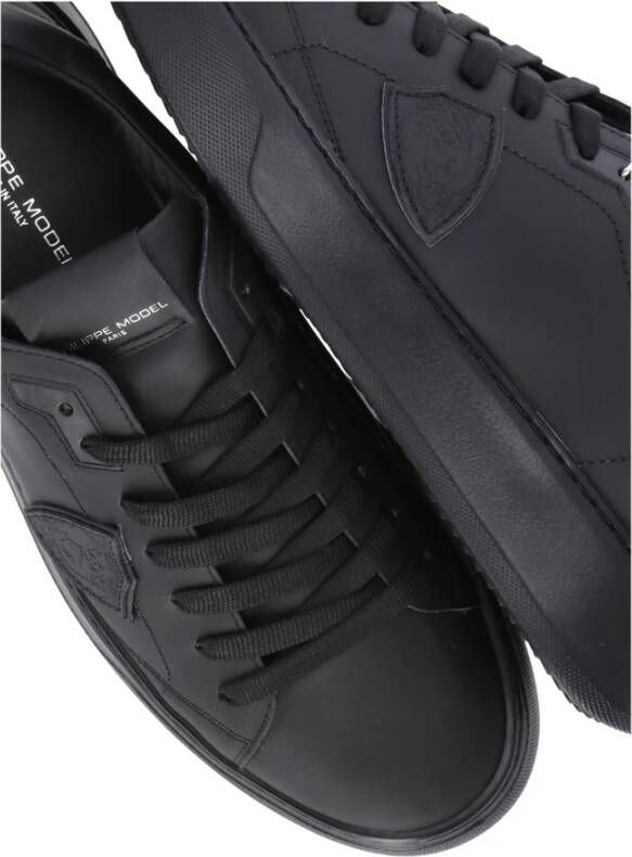 Philippe Model Zwarte Sneakers met Logo Hiel Black Heren