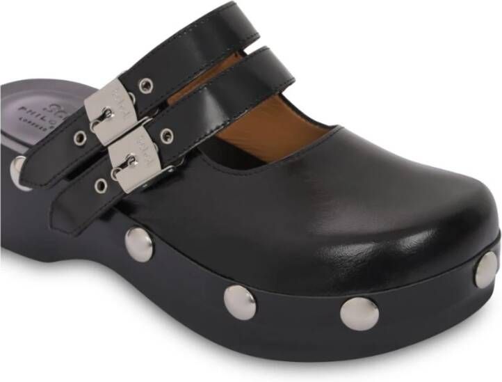 Philosophy di Lorenzo Serafini Zwarte Sandalen met Gesp en Studs Black Dames