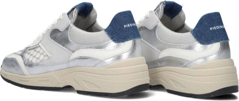 Piedi Nudi Zilveren Leren Sneakers voor Vrouwen Gray Dames