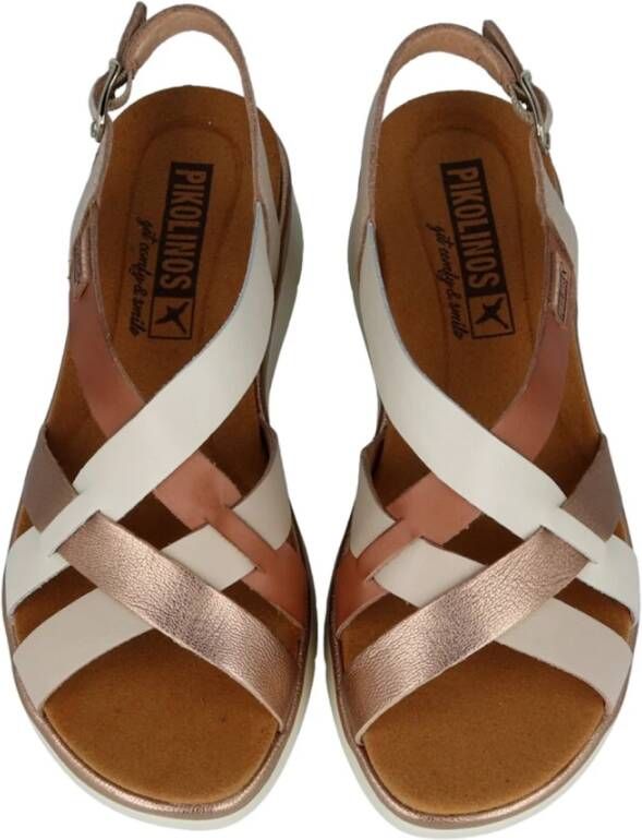 Pikolinos Beige Casual Leren Dames Sandalen Beige Dames