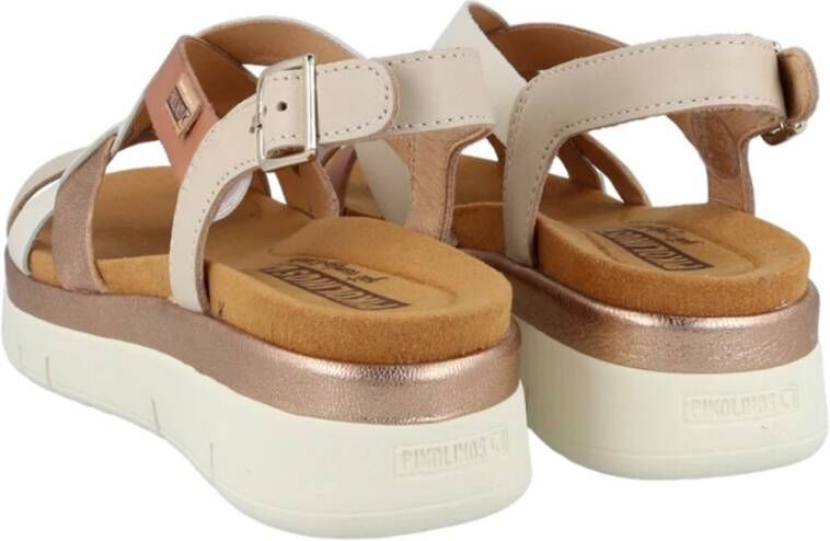 Pikolinos Beige Casual Leren Dames Sandalen Beige Dames