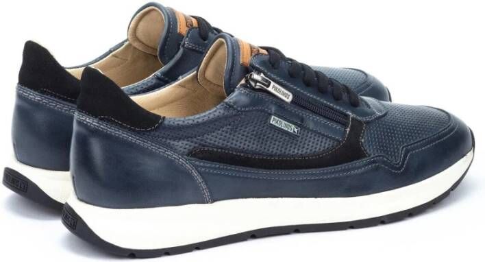 Pikolinos Blauwe Leren Sneaker Lichtgewicht Zool Blue Heren