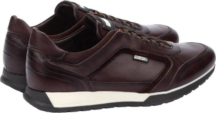 Pikolinos Bruine Casual Leren Sneakers met 3cm Rubberen Zool Brown Heren