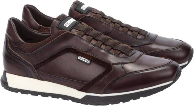 Pikolinos Bruine Casual Leren Sneakers met 3cm Rubberen Zool Brown Heren