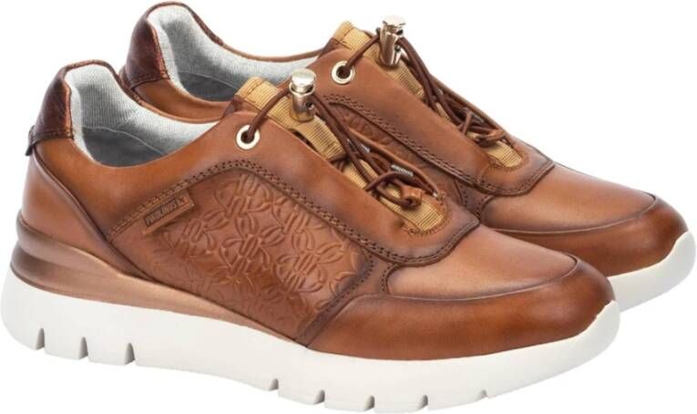 Pikolinos Bruine Casual Leren Sneakers voor Vrouwen Brown Dames