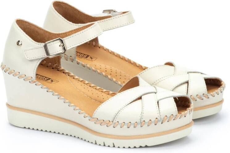 Pikolinos Comfortabele hoge hak sandaal Off White Beige Dames