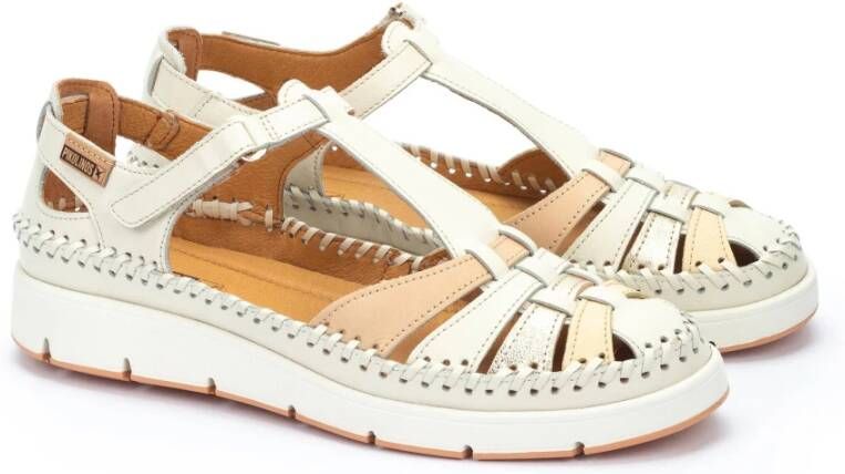 Pikolinos Comfortabele leren sandaal off white Beige Dames