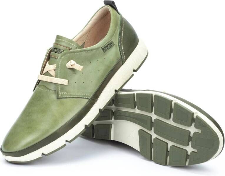 Pikolinos Groene leren heren veterschoenen Green Heren