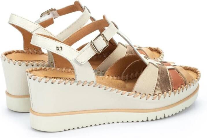 Pikolinos Off white sleehak leren sandaal Beige Dames