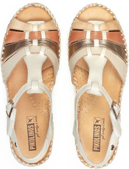 Pikolinos Off white sleehak leren sandaal Beige Dames