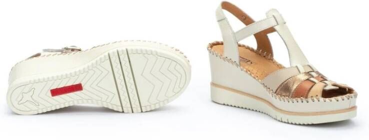 Pikolinos Off white sleehak leren sandaal Beige Dames