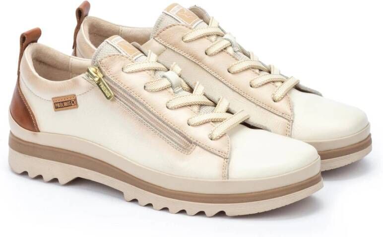 Pikolinos Premium Leren Off White Dames Sneaker Beige Dames