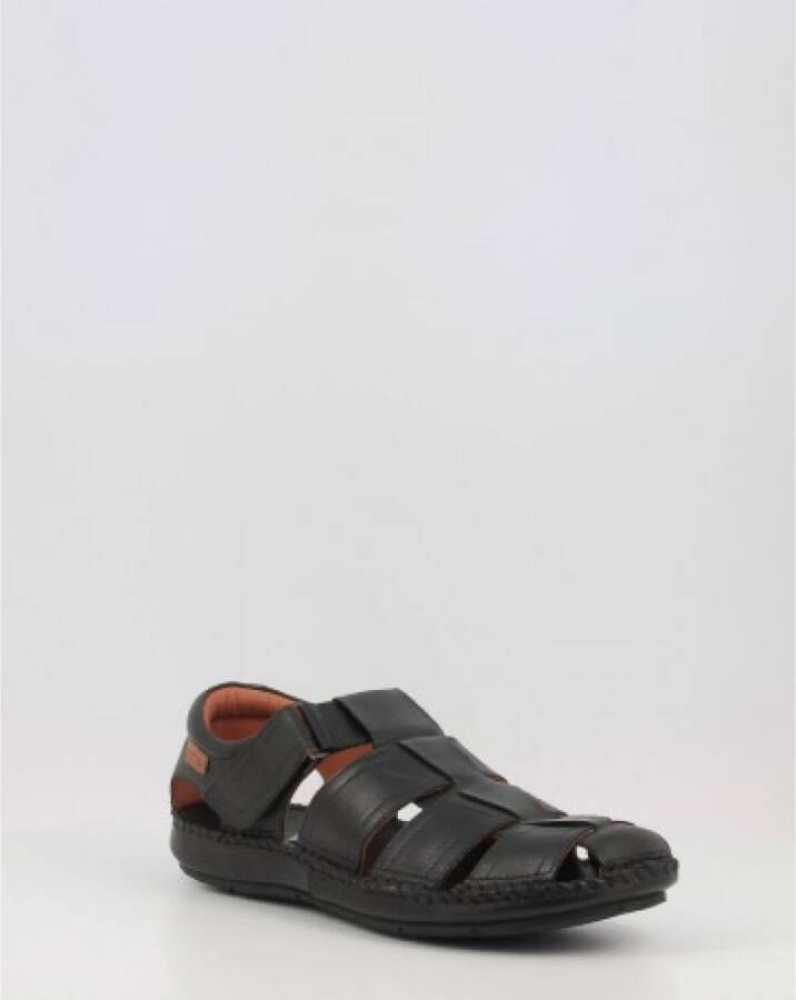 Pikolinos Zwarte Herensandalen met Klittenband Zwart Heren