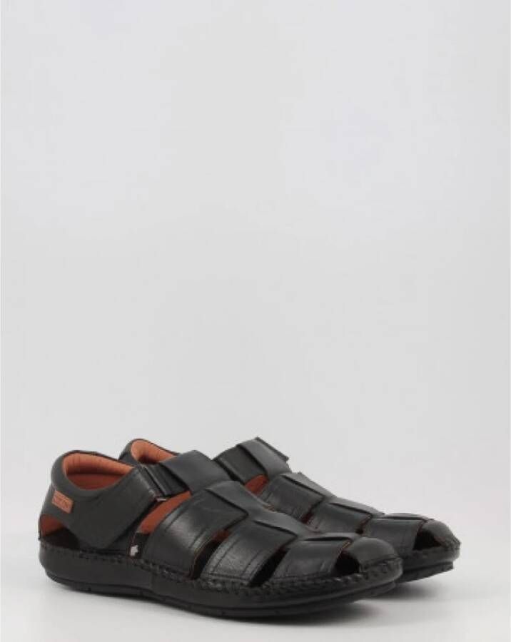 Pikolinos Zwarte Herensandalen met Klittenband Zwart Heren