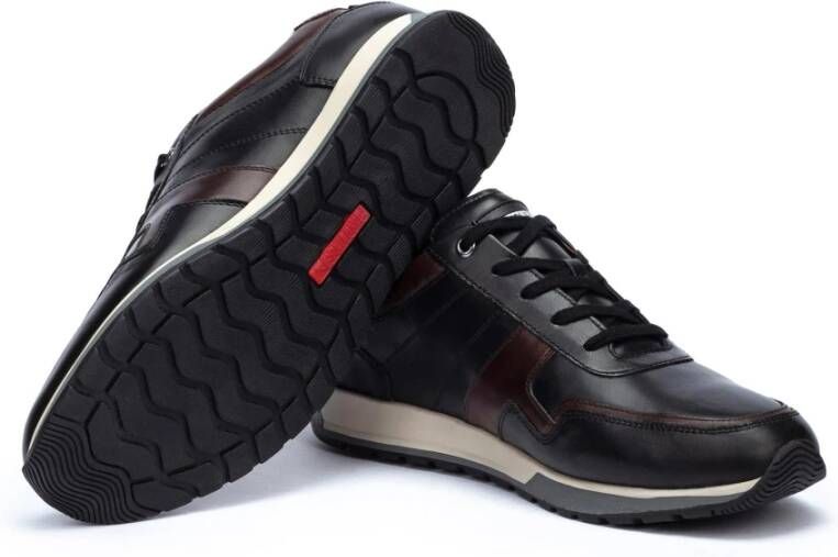 Pikolinos Zwarte leren sneaker met rits Black Heren