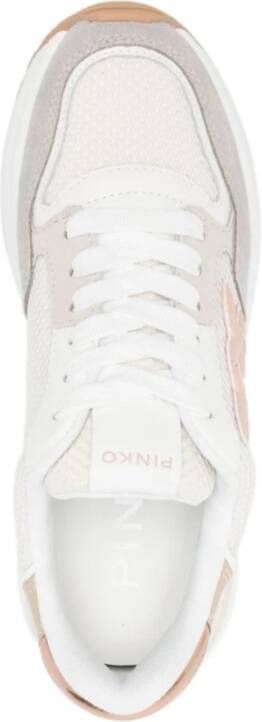 pinko Beige Chunky Sneakers Veters Rubberen Zool Beige Dames