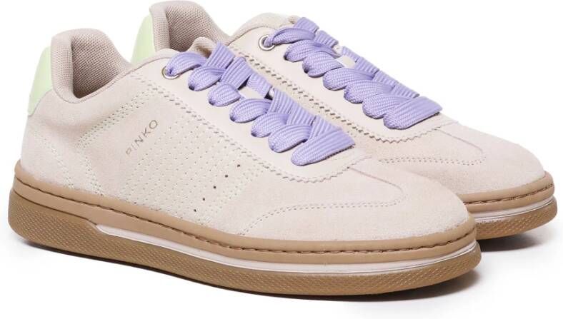 pinko Beige Trainers Sneakers Borduursel Logo Veters Beige Dames