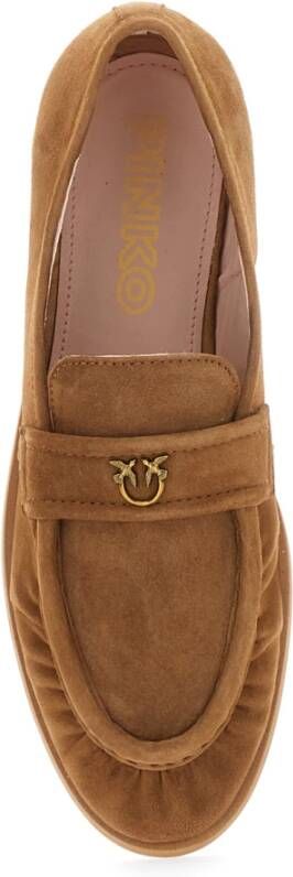 pinko Bruine Loafers met Love Birds Logo Brown Dames