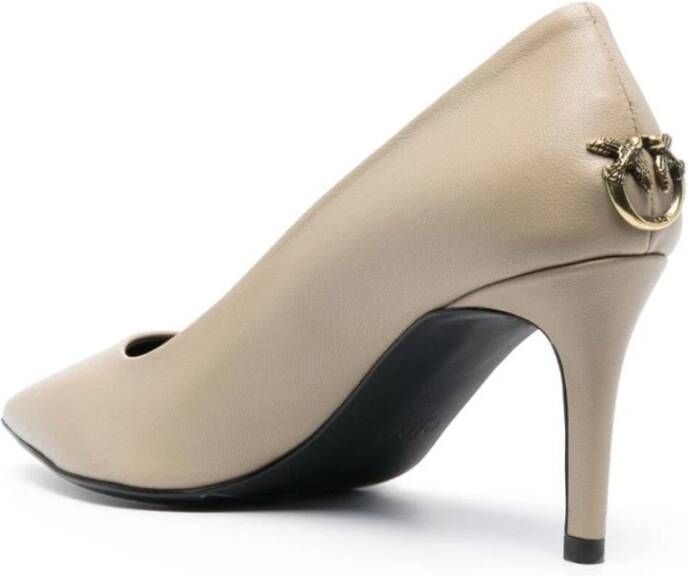 pinko Elegante Beige Leren Mid Heel Pumps Beige Dames