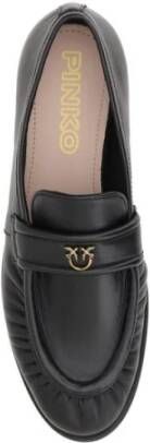 pinko Elegante leren loafers met blokhak Black Dames