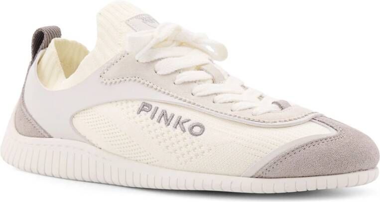 pinko Gebreide en leren sneakers White Dames