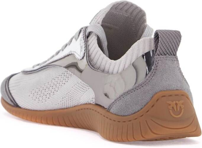 pinko Gebreide Sneakers met Suède Details Gray Dames